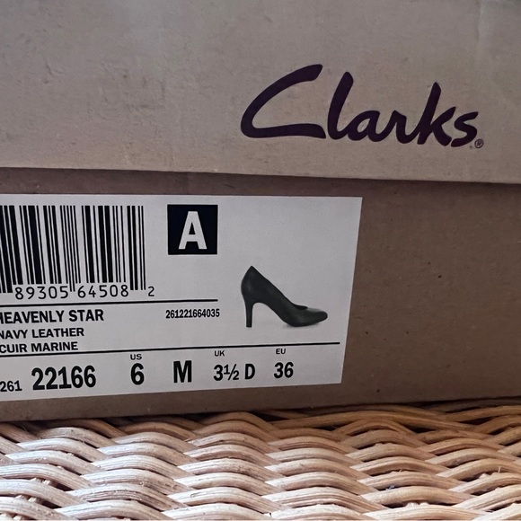 Navy blue Clarks pumps, heavenly star, genuine leather with cushioned insole - Picture 5 of 8